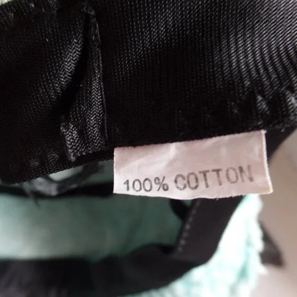 Upcycled Bucket Hat Granny Squares Frayed Canvas Turquoise Denim Cap NWOT - Picture 6 of 7